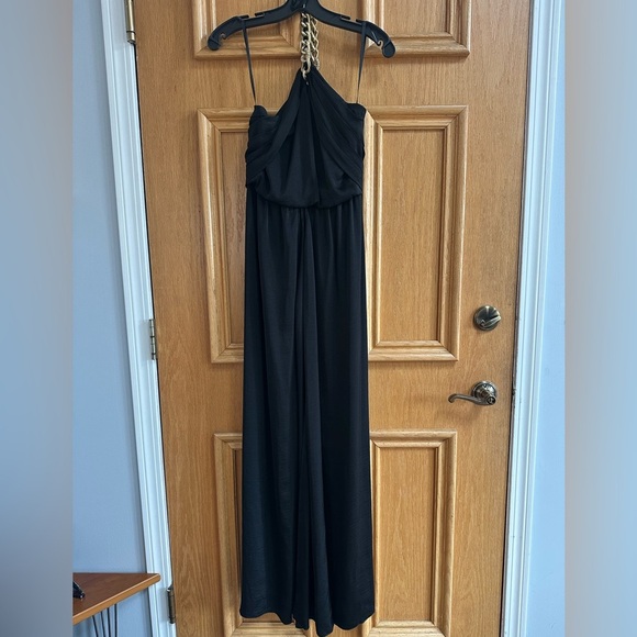 BCBG MAXAZRIA Black Halter Maxi Dress with Chain Neck – Size 0 - Picture 2 of 8